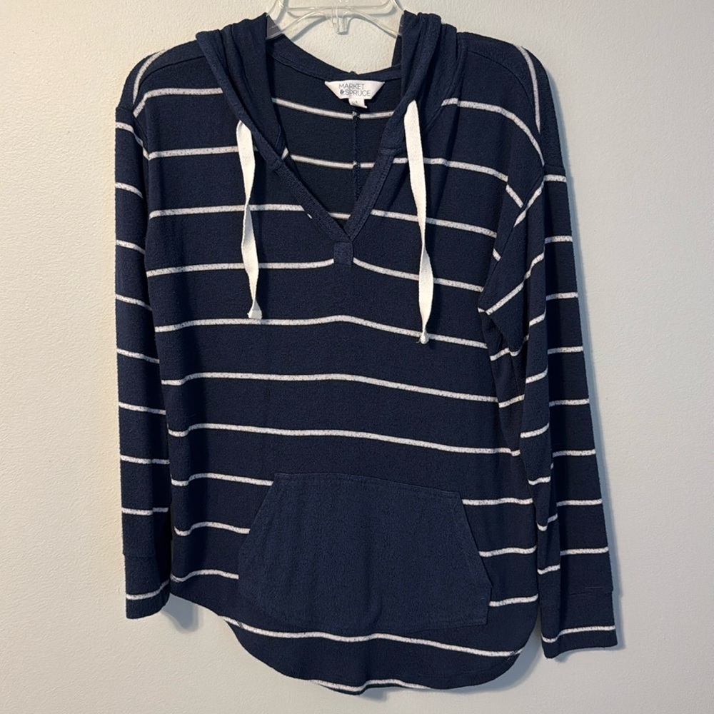 Market & Spruce Kallon Brushed Knit Hoodie small navy